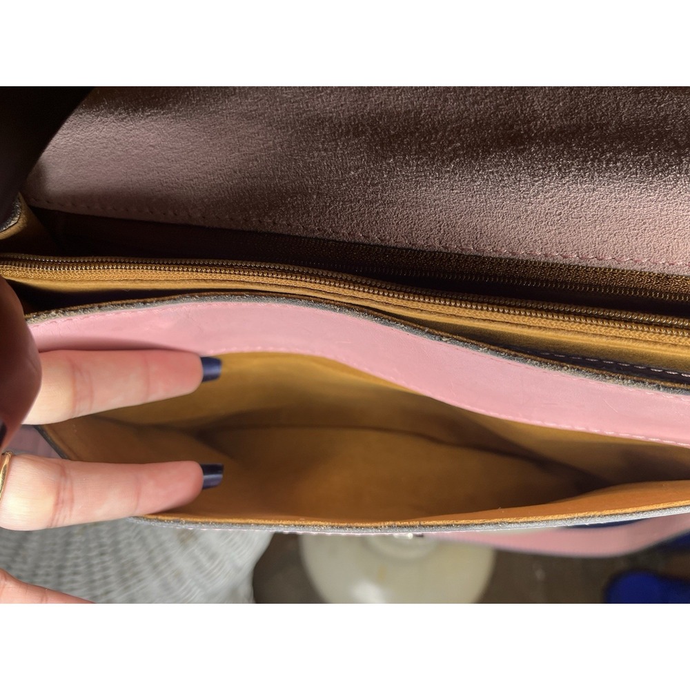 Patricia Nash Pink Embossed Crossbody Bag Snap Flap Zip Top Silver Hardware - Picture 5 of 11